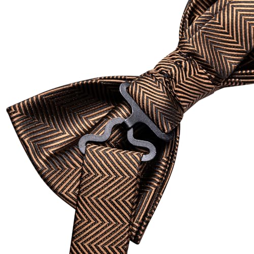 Image of Hi-Tie Bow Ties for Men Pre-Tied Pocket Square with Cufflinks Mens Bowtie Sets for Wedding Formal Party