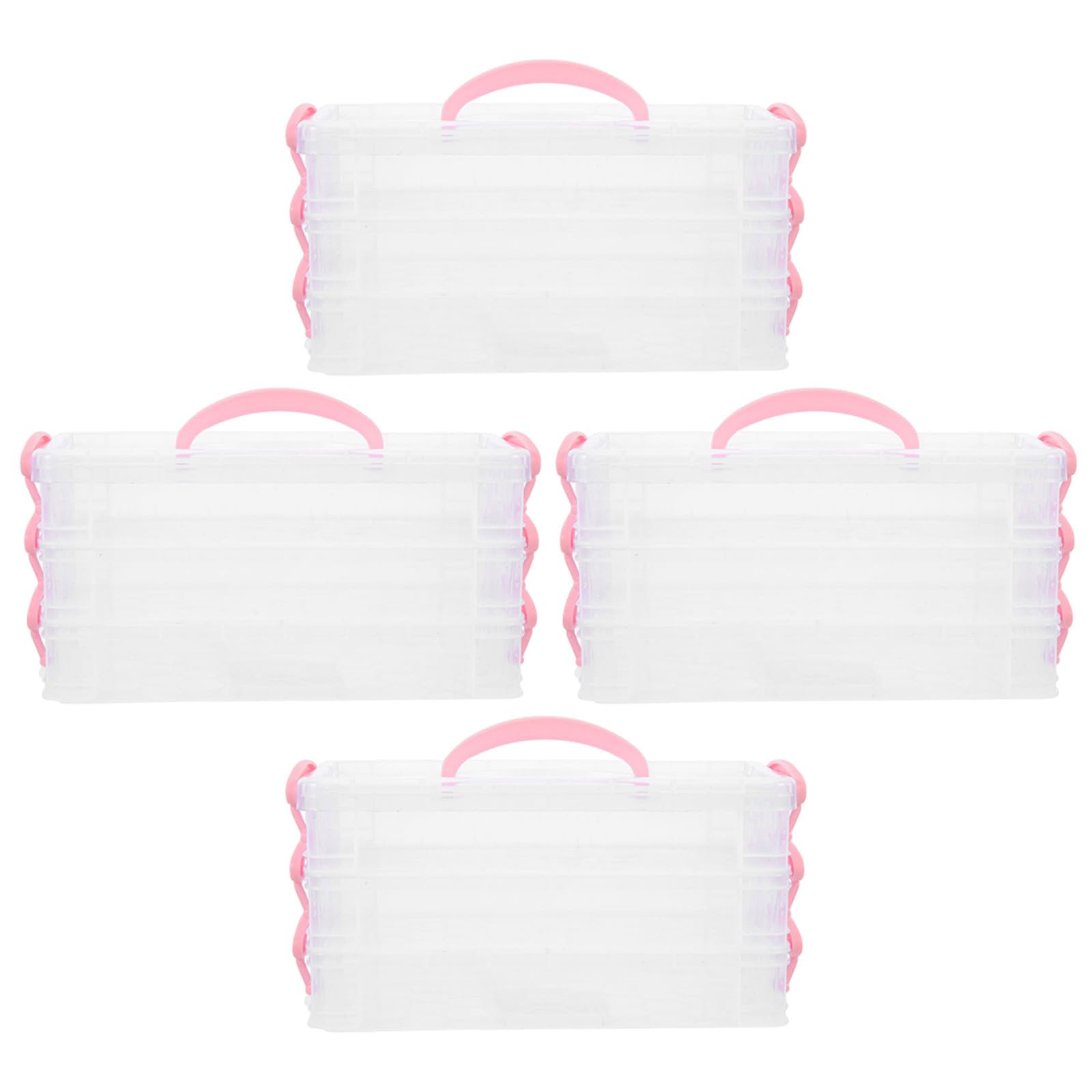 Boîtes de rangement pour crayons d'art lot de 4 mallettes en plastique avec casiers