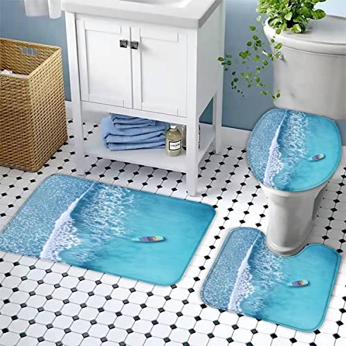Badematten Set 3D 40x60 Küstenstrand absorbierend 3-teiliges Badezimmerteppich-Set maschinenwaschbare weich badteppich… – Bild 4