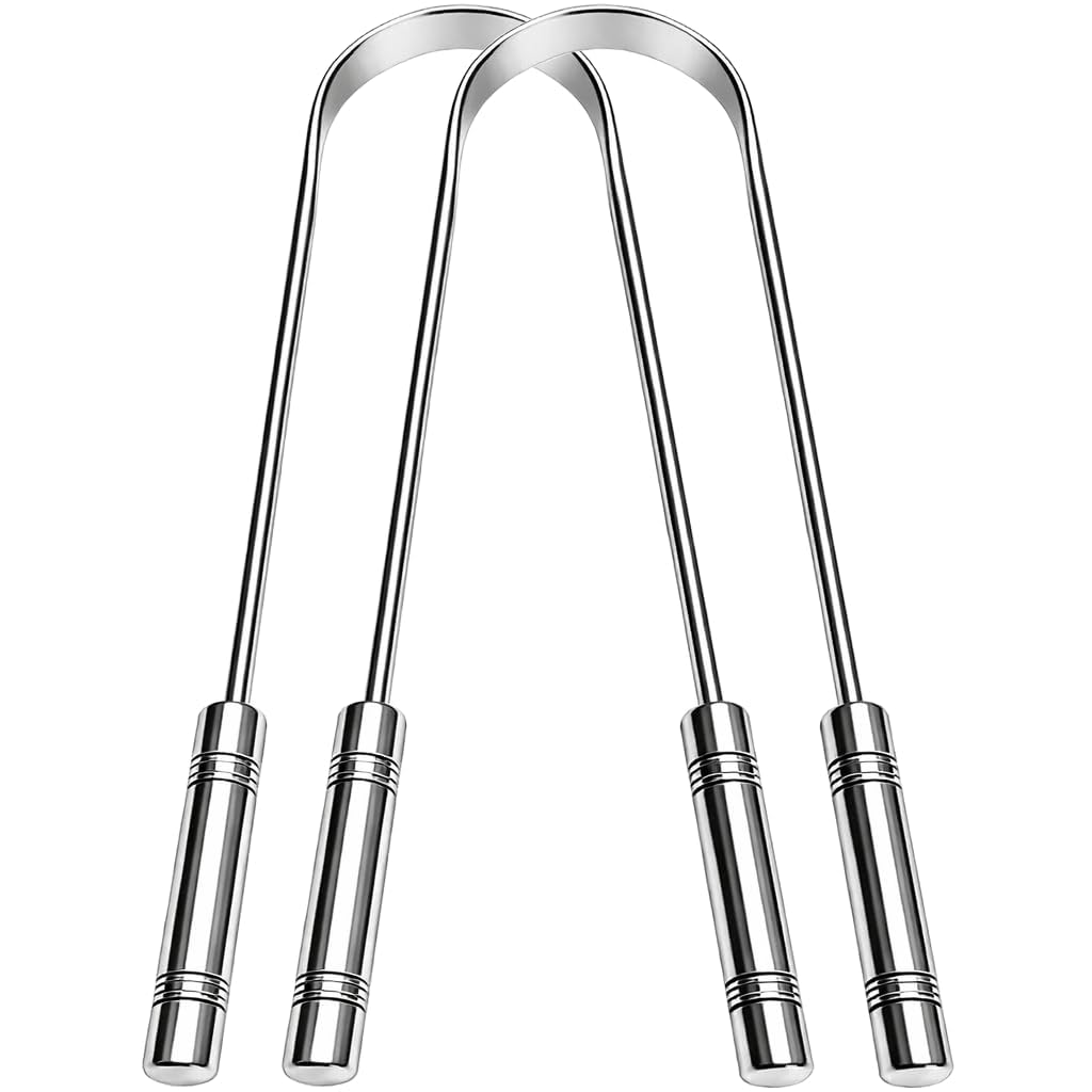 Tongue Cleaner for Adults [2 Pcs] | Stainless Steel | Rust Free Tongue Scraper | Removes bad breath | Ideal for oral hygiene | Carefully designed | U-shaped-picture-11