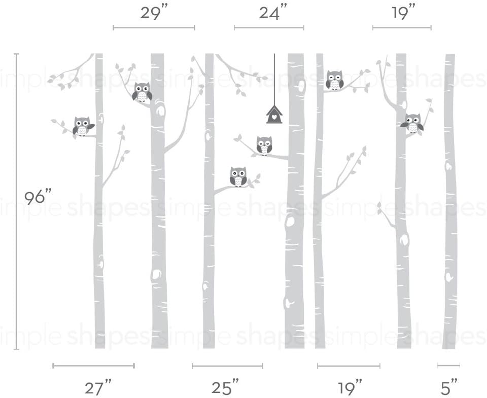 Bіg Sаlе Simple Shapes Birch Tree with Owl Wall Decal - Scheme A - 96 (243 cm) Tall Trees Amаzіng 🔥 Simple Shapes Birch Tree with Owl Wall Decal - Scheme A - 96 (243 cm) Tall Trees