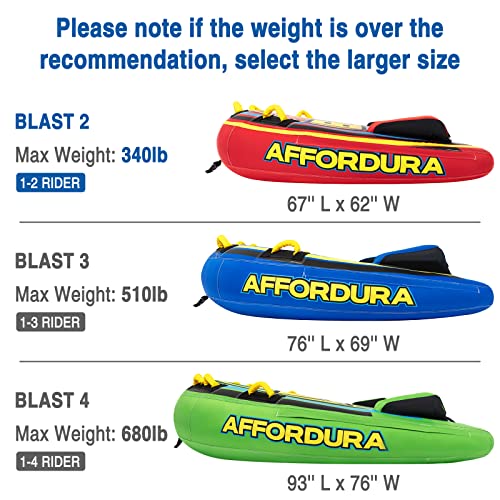 Affordura Water Tubes With Fins 67In Towable Tubes For Boating, Boat Tubes And Towables 2 People With Quick Connector And Storage Bag (Red, 2 Person Tube) #TOP1