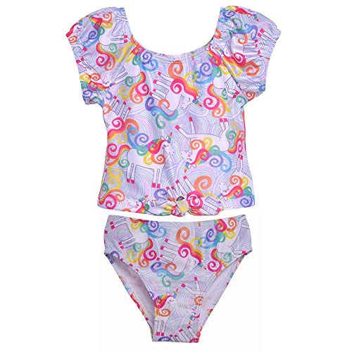 Flap Happy Girls' 2 pcs Swim Suit, Unicorn Magic, 2