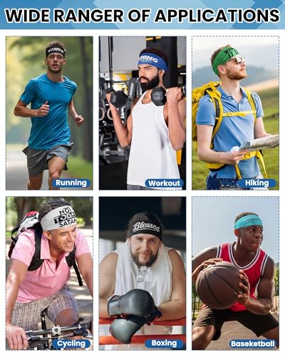 Image of Shihanee 6 Pcs Christian Headbands for Men Jesus Athletic Sweatbands Moisture Wicking Football Baseball Sports Hair Bands