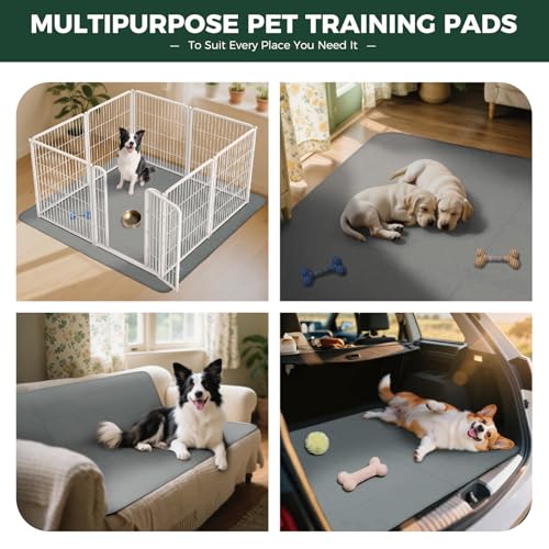 Image of FXW Washable Pee Pads for Dogs, Leak-Proof & Non-Slip, Specifically Designed for Potty Training, 35 inch Square, Gray, 4 Packs