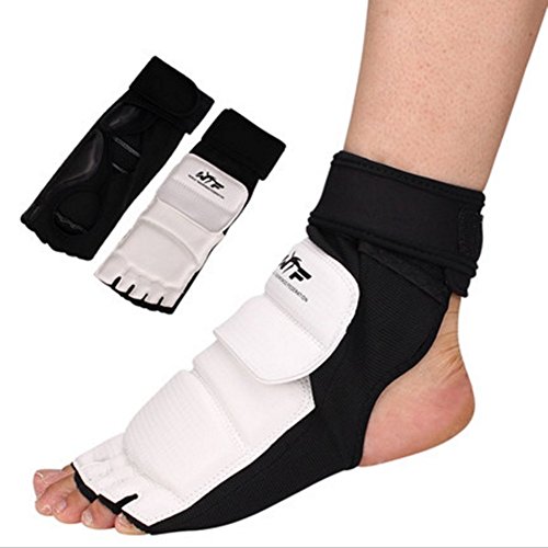 Lorsoul Taekwondo Foot Protector Gear Martial Arts Fight Feet Guard Ankle Support for Men Women Kids Boxing Kicking Punch Bag Sparring Training MMA UFC (Small, White)