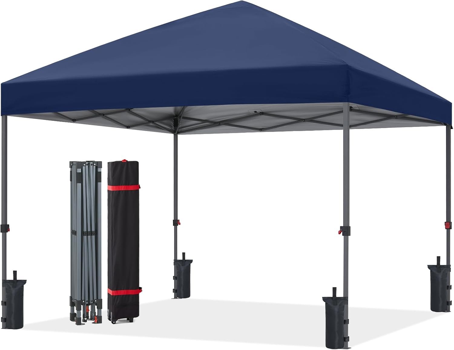 ABCCANOPY 2.5x2.5M Pop Up Gazebo Commercial Gazebo With Upgraded Roller Bag, 4 Weight Bags, Stakes and Ropes (Navy Blue)