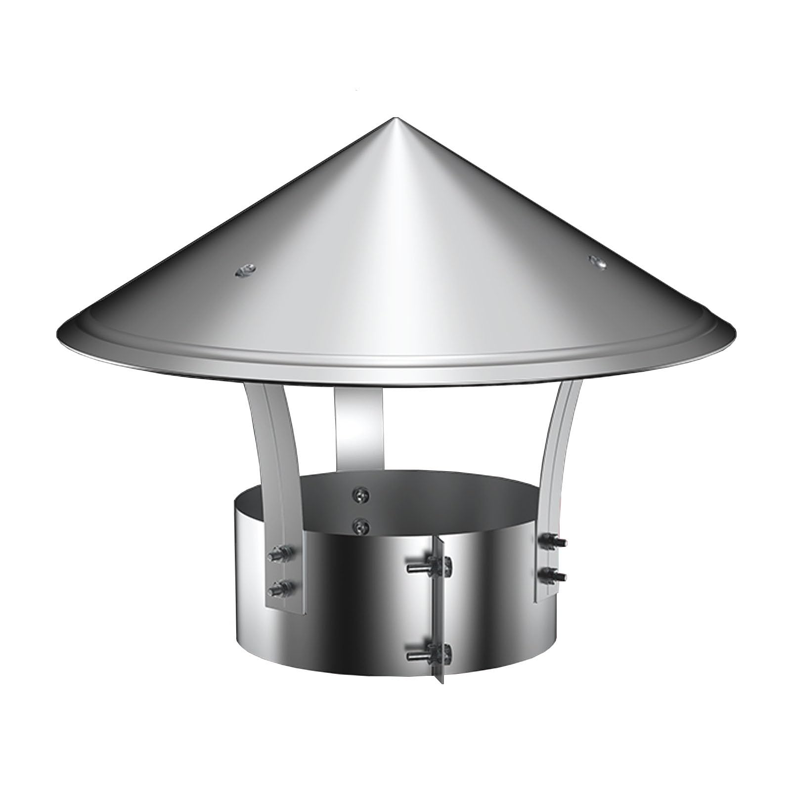 GYEQXKT Chimney cap,304 Stainless Steel Chimney CapCone Top Rain Cover BoltOn Vent for Outdoor Flue & Stove Pipe AllWeather Protection 160mm Diameter Durable Chimney Cover