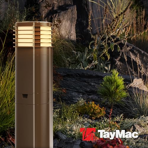 Image of TayMac Bronze Pagoda Light Slide Cover PPPLZ for ParkPost Outdoor Power Enclosure (Required), 600-Lumen 2700K Polycarbonate Post Cap Light for Garden Decor, Seamless Pagoda Lighting Accessory