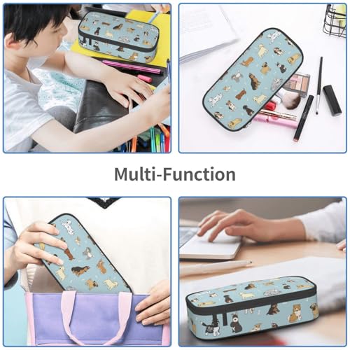 Image of Cute Puppy Dog Pencil Case Aesthetic Large Capacity Pen Pouch | Storage Bag with Compartments for Travel School Office Organizer