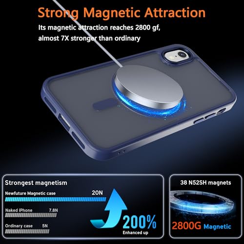 Image of Magnetic iPhone XR case,Compatible with Magsafe, Military-Grade Protection,Slim Translucent Matte Shockproof with Anti-Scratch Anti-Fingerprint Phone Cover (Dark Blue, iPhone XR)