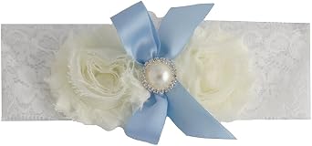 Gifts Are Blue Vintage White and Blue Wedding Garter with Flower and Ribbon
