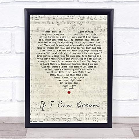 Fingerprint Designs If I Can Dream Script Heart Song Lyric Quote Print Cover