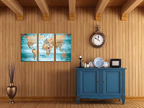 World Map Wall Art Vintage Photos Nautical Decor Canvas Art Wall Decor/3 Pieces Large Modern Framed Wall Art Map Of The World Canvas Prints Travel Memory For Home Office Decor Overall 48 X 28 Inches #TOP2