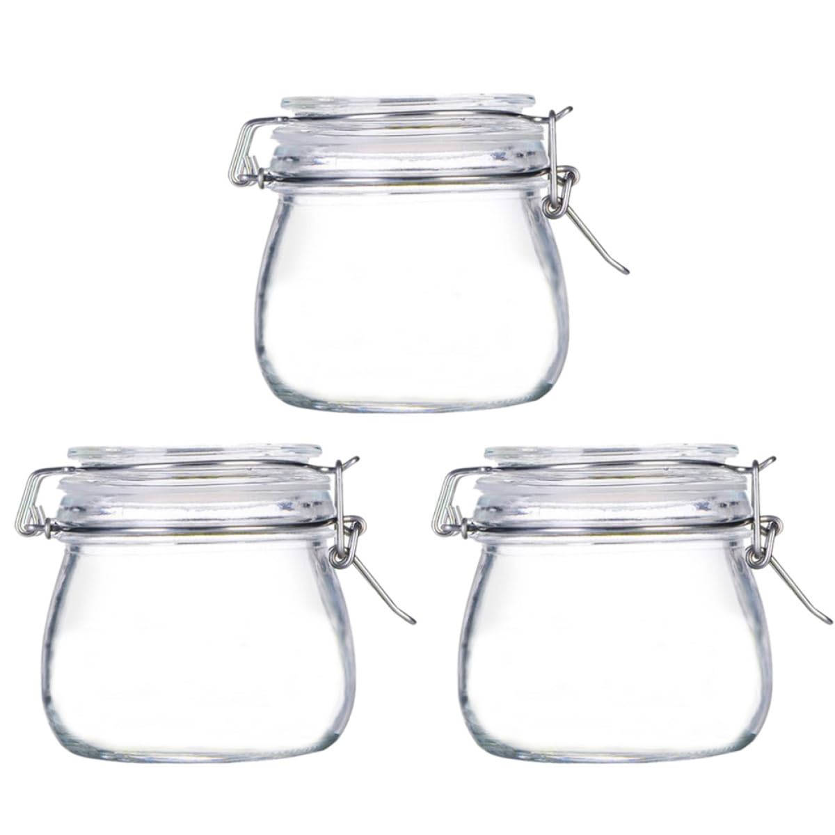 Lurrose Set da 3 Barattoli Sigillati in Vetro Borosilicato 500ml con Chiusura a Fibbia, Contenitori Ermetici per Alimenti e Sottaceti, Barattoli per Conservazione Cucina Multiuso