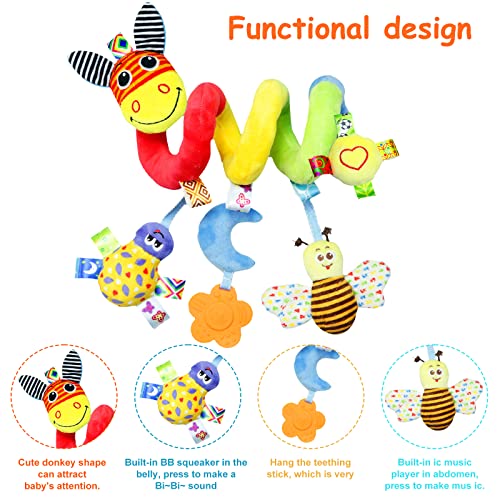 Saotaeng Car Seat Toys, Infant Baby Little Donkey Spiral Activity Hanging Toys For Car Seat Stroller Crib Bassinet Mobile With Teether Bb Squeaker And Rattles #TOP4