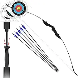 Arco e Flecha Profissional Ambidestro 40lbs Empunhadura de Resina de Nylon com 5 Flechas de Ponta de Alumínio Para Treino Arqueria Tiro ao Alvo Caça Pesca