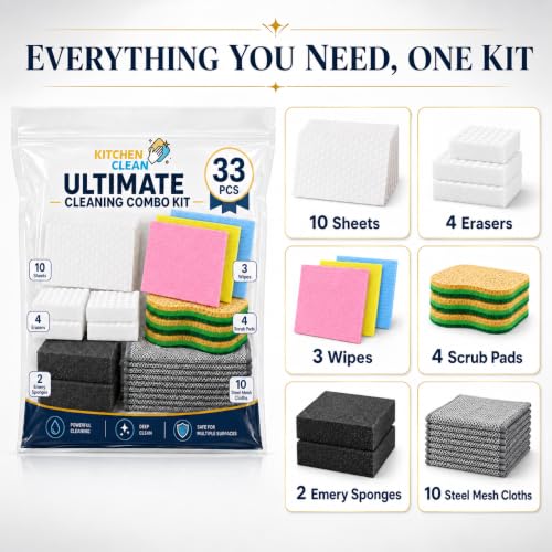 Image of Kitchen Clean Ultimate Cleaning Combo Kit, 33 Pcs