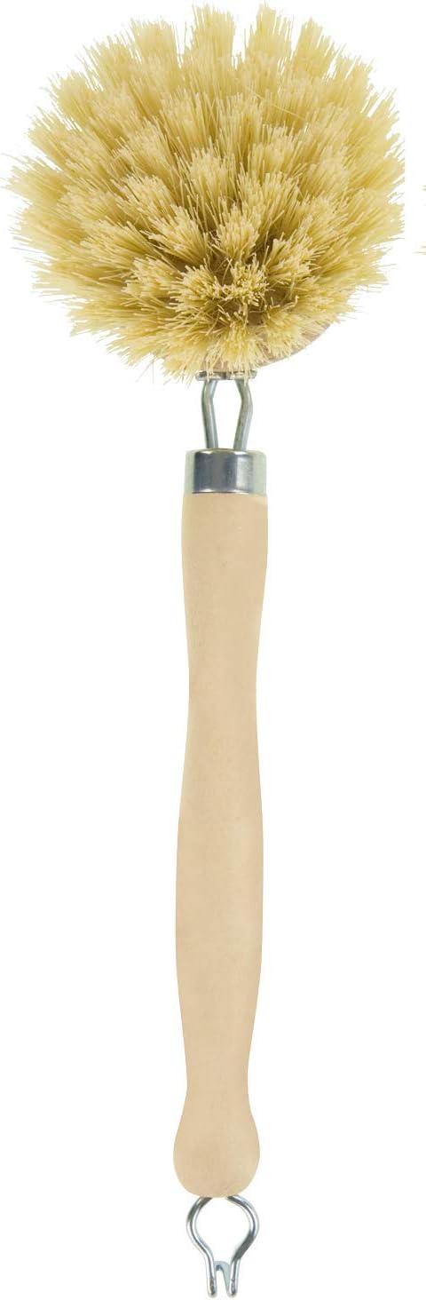 Elliott Wooden Dish Brush, Natural Tampico and Metal Fixings, Removable and able Brush Head, Plastic Washing up, Dimensions 240 X 55 X 35mm