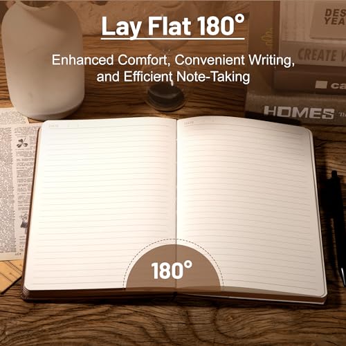 Image of CAGIE Compass Leather Notebook Journal for Men, 100 GSM 288 Pages Lined Journals for Writing, A5 Hardcover Journaling Notebooks Gift Set with Pen for Travel Office Daily Writing