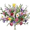 GTIDEA 3 Bundles Artificial Flowers for Decoration Faux Roses Bouquet with Daisies Fake Silk Floral Arrangement for Home Kitchen Table Vase Party Spring Wedding Decor 196in