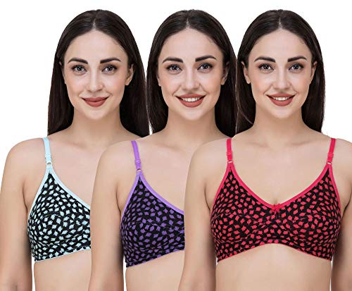 Image of Fasense Women's Cotton Leaf Print Medium Coverage Wire Free Non Padded Bra