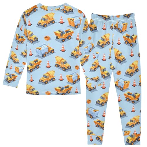 ALAZA Funny Truck Blue Pajamas Long Sleeve Sleepwear 2-Piece Pajama Set2