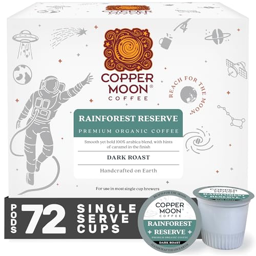 Image of Copper Moon Single Serve Coffee Pods for Keurig K-Cup Brewers, Dark Roast, Rainforest Reserve Blend, 72 Count