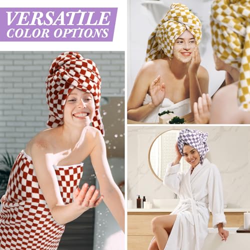 Windkream YQQ-WINDKREAM-17 8 Pcs Checkered Large Bath Towels Bulk 27.56 X 55.12 Inch Soft Colorful Bath Towels Checkered Towels For Bathroom Spa Shower Gifting Hotel Gym Beach Pool thumb #4