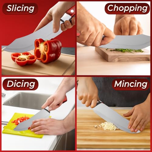 Image of Wizbiz Heavy Duty Chef Knife with Cover,High Carbon Steel Butcher Cleaver,Kitchen Chef Knives Meat,Bone,Fish and Vegetables |Professional Kitchen Cleaver for Slicing & Chopping