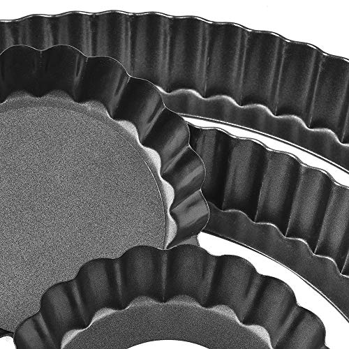 9 Inch and 4 Inch Tart Pan with Removable Bottom, 2 PCS 9 Inch Quiche Pan and 4 PCS 4 Inch Pie Pan, Non-Stick Baking Pan (Set of 6)