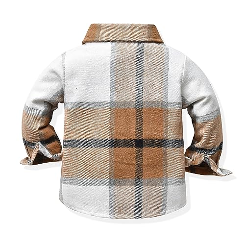 Toddler Boys' Girls' Flannel Plaid Shirt Button Down Long Sleeve Jacket Lapel Shacket Coat Tops Casual Outwear2