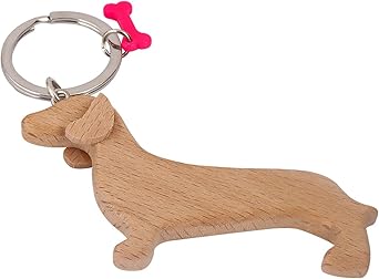 Acetate Dachshund Dog Keychain with Pink Bone, 1 Piece (Acetate)