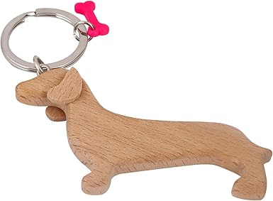 Acetate Dachshund Dog Keychain with Pink Bone, 1 Piece (Acetate)