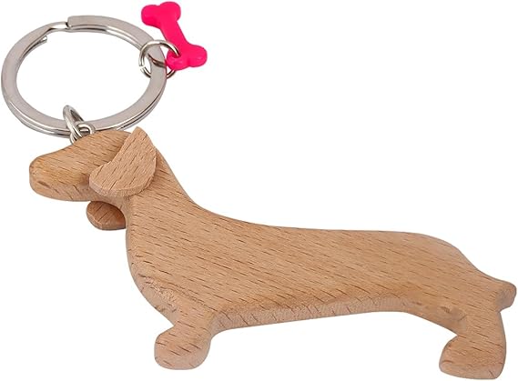 Acetate Dachshund Dog Keychain with Pink Bone, 1 Piece (Acetate)