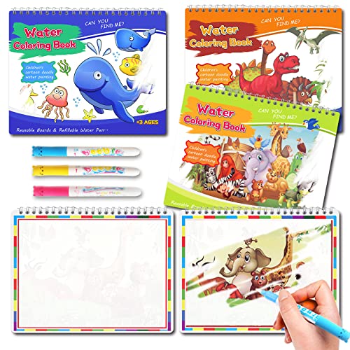 Malen mit Wasserbüchern, Wassermalbücher für Kleinkinder, Road Trip Essentials Kinder, Reisespielzeug für Kleinkinder 1-3, Autoaktivitäten für Kinder im Alter von 2-4, Wassermalbuch für Kleinkinder Cover