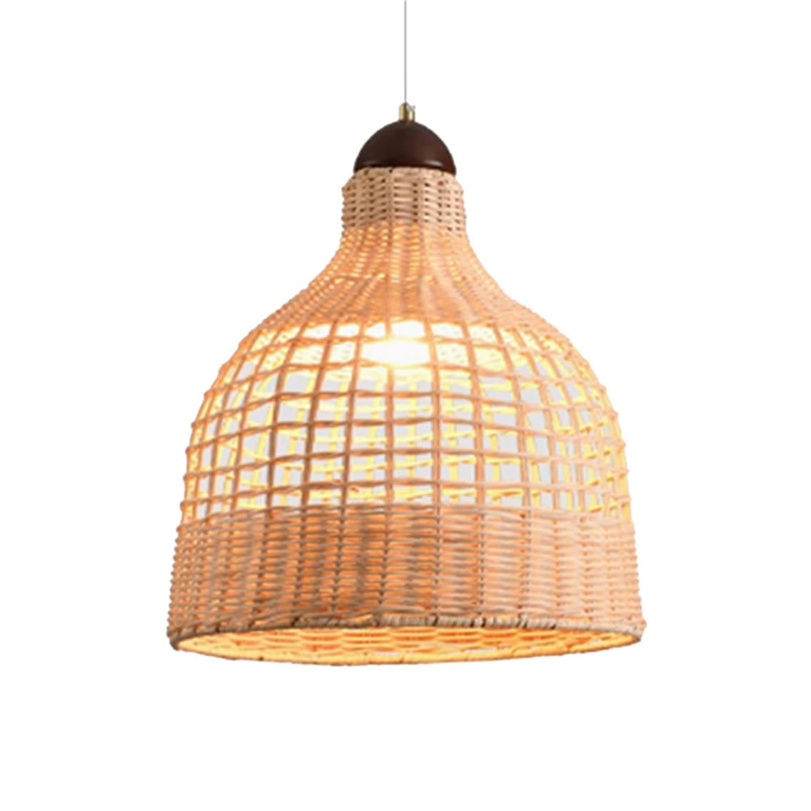 LQZCXMF Boho Rattan Basket Lamp Shade for Dining Room Chandelier 13.7" Large Rattan Pendant Light Fixtures with Adjustable Cord - Hollow Design for Kitchen Bedroom Living Room Entryway Foyer (Beige)