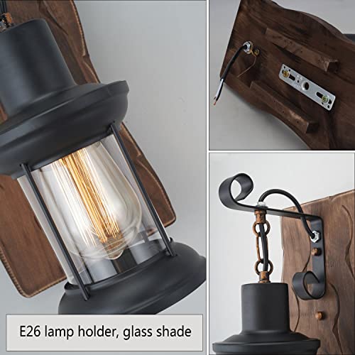 Nddswm Vintage Industrial Wall Sconce, Rustic Light Fixtures Wood Metal Farmhouse Indoor Black Wall Sconce Fixture For Dining Room thumb #8