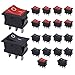 Senven 20Pcs SPST Boton Interruptor Rocker AC 6A / 250V, 10A / 125V ON-OFF 3 Pin, mini interruptor electrónico para automóviles, barcos, electrodomésticos (rojo +10 negro +10)
