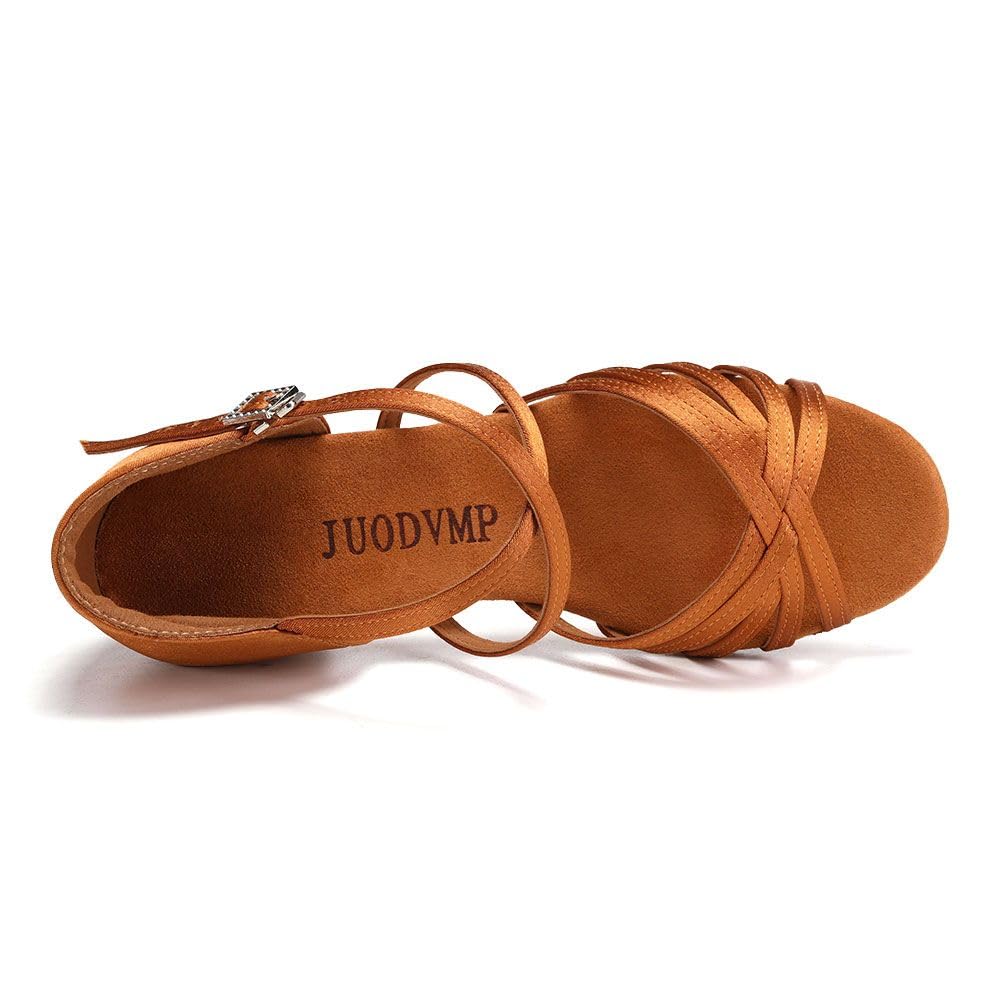 JUODVMP Scarpe Danza Latino Americano Bambina Donna Salsa Pratica da Ballo Tacco 3.5cm Modello 202