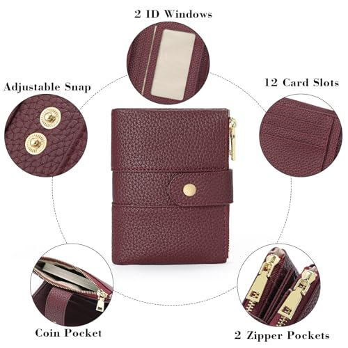 Image of GOIACII Small Wallet for Women with Double Zipper Pocket RFID Blocking Ladies Wallet Leather