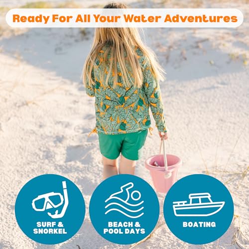 Image of SwimZip Girls' 3 Pc Swim Set w /Long Sleeve Rash Guard, Tankini & Shorts UPF 50+