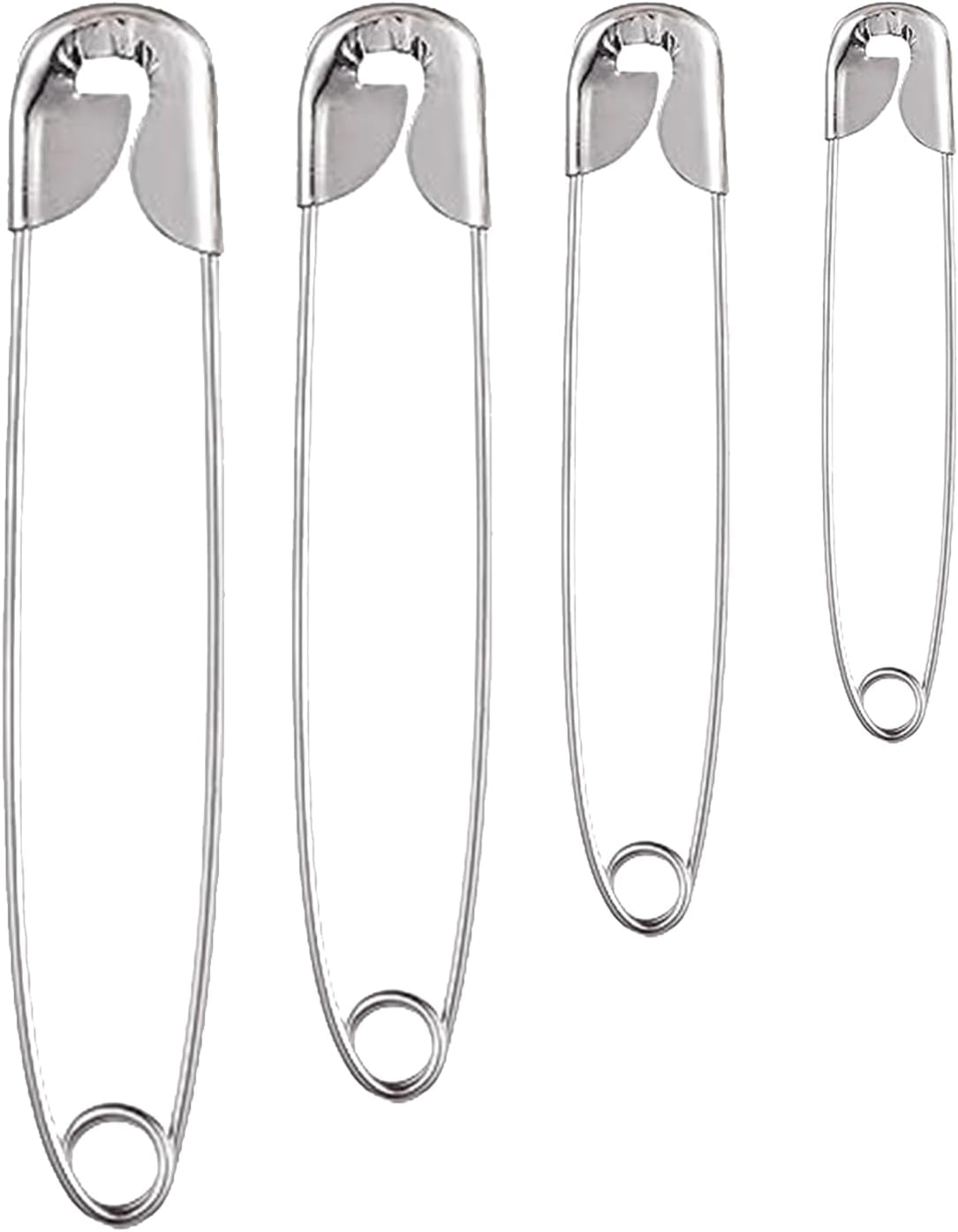 EDS Safety Pins 4 Sizes Pack of 300 Nickle Plated Rust Resistant Steel