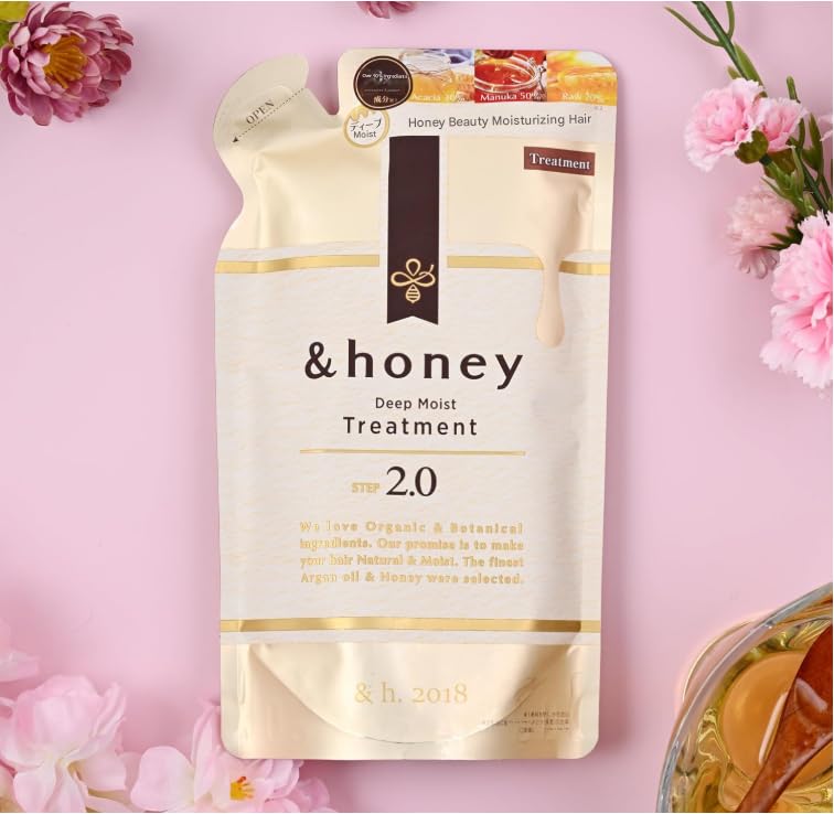 &-Honey Deep Moist Treat-ment Step 2.0 Refill 350g - Deep Moisturizing & Repairing Hair Oil for Dry/Damaged Hair, Honey-Infused, Sulfate/Paraben Free, French Lavender Honey Scent, Hair Care for Women - Image 2