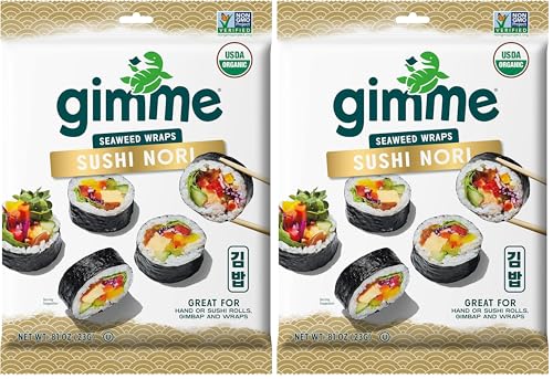Gimme Seaweed Sushi Nori Premium Organic Roasted Seaweed Sheets, Keto, Vegan, Gluten-Free, Restaurant-style Sushi Nori Sheets 0.81 Ounce (Pack of 2)
