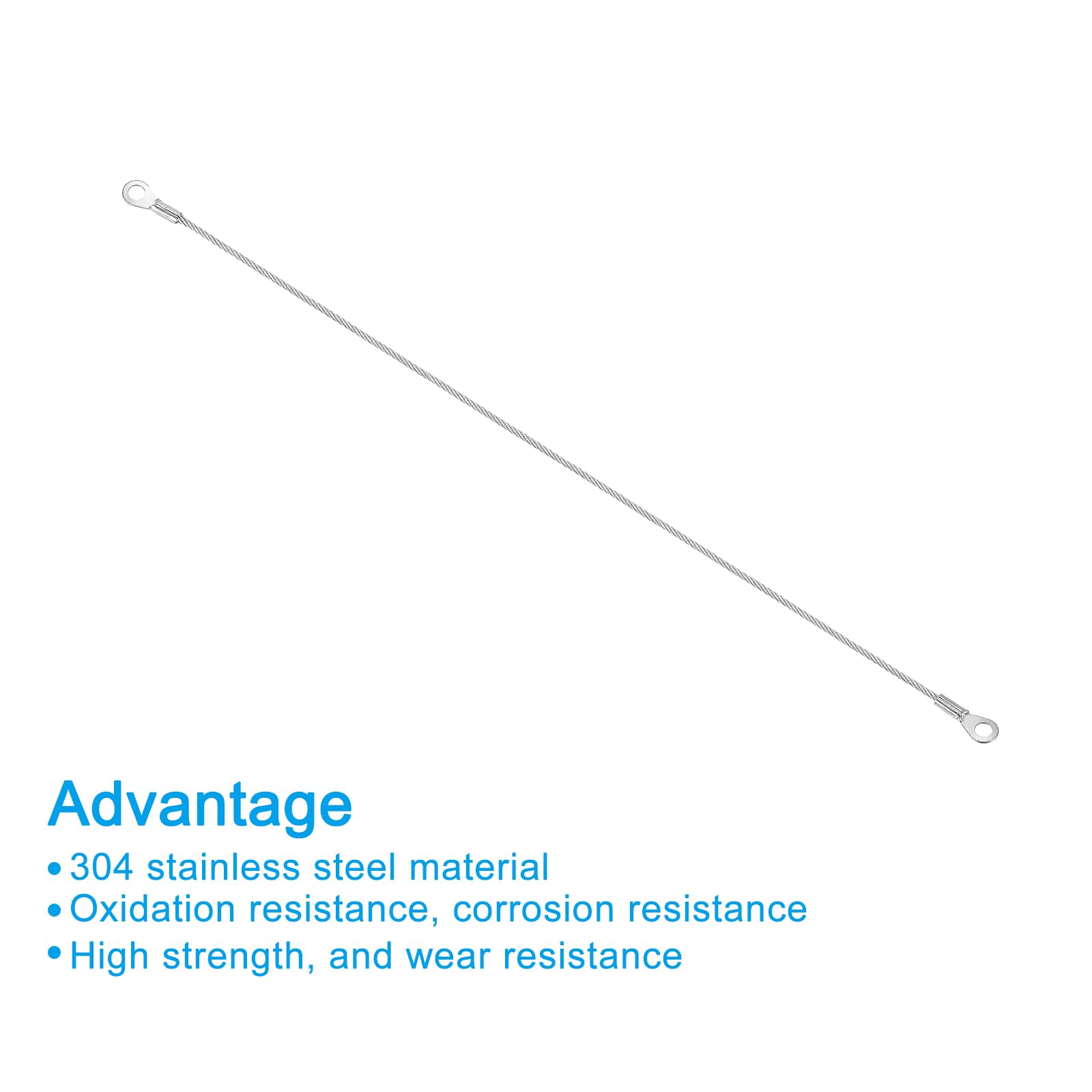 PATIKIL Stainless Steel Lanyard Cable with Eyelets 0.08" x 20" 2mm x 50cm, 8 Pack Lock Security Wire Rope with Mounting Screws for Hanging Stage Light - Image 4