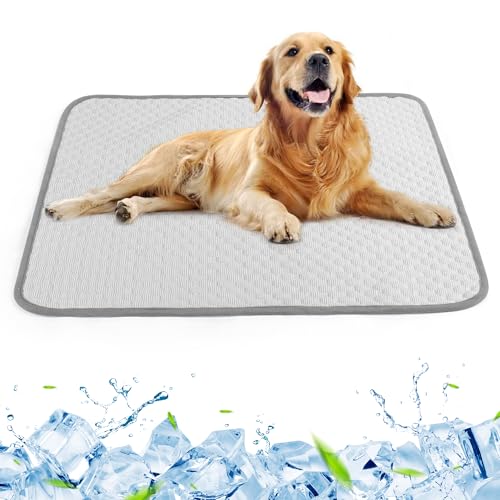 Fililogor Kühlmatte für Hunde, Hundekühlmatte selbstkühlend, Kühlmatte Bett für Haustiere, Selbstkühlmatte Hundekühlmatte für Hunde & Katze (Grau, M(60X50cm))