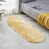 24"x71" Faux Fur Area Rug -Shaggy Sheepskin Fluffy Carpet Art Rugs Chic Floor Mat Bedroom Living Room Decor