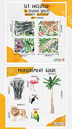 Lipastick Premium Baby Safari Nursery Decor - Jungle Animal Wall Stickers For Kids W/Elephant Lion Giraffe, Hippo, Zebra - Jungle Wall Decor Sticker Wall Decal (S, 1508211_2) #TOP5