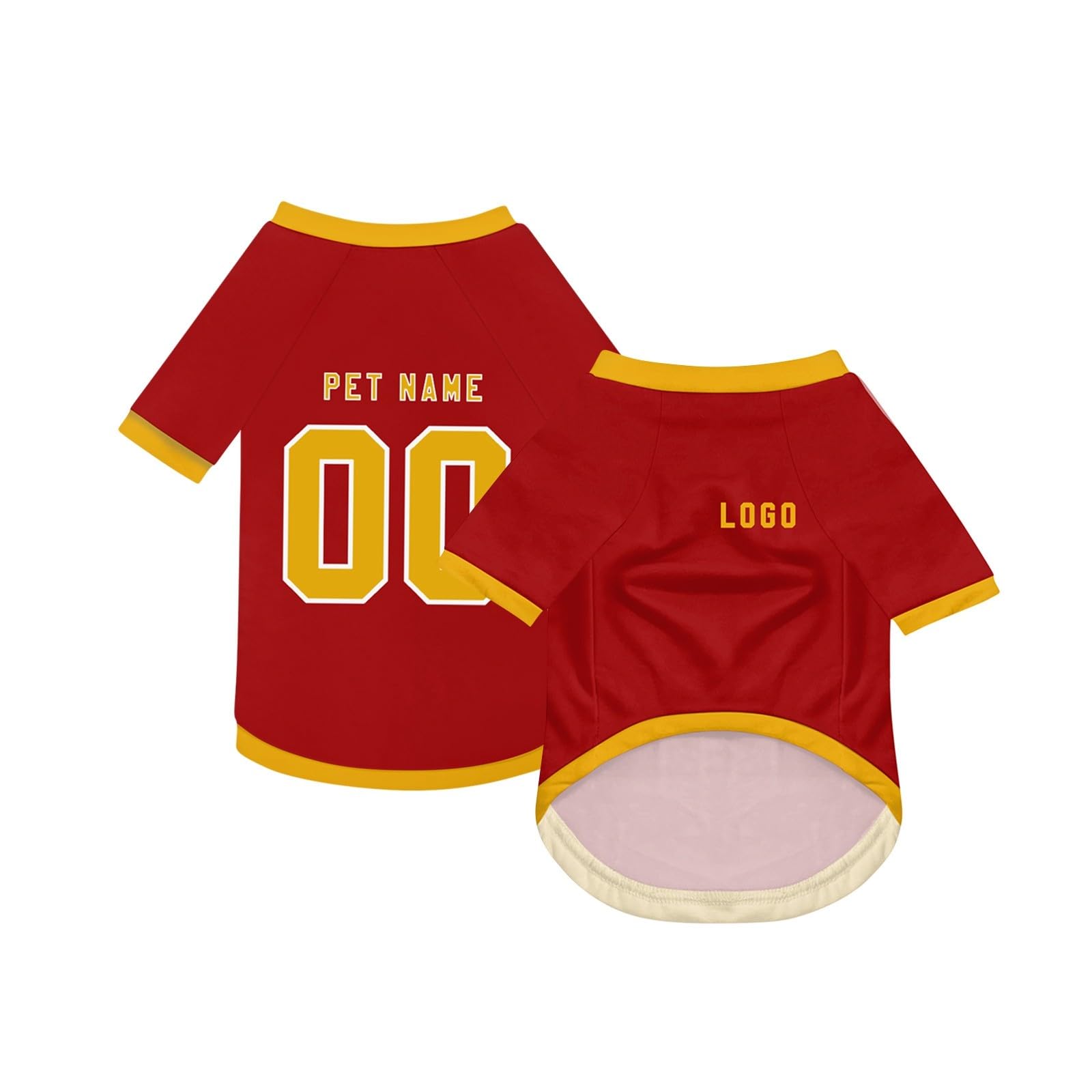Dog Custom Football T-Shirt with Name Number or Logo ，Breathable Lightweight Polyester Doggy Tee,Sporty Pet Jersey Vest For Small, Medium & Large Dogs Clothes，Personalised Football Jersey Pet Shirt
